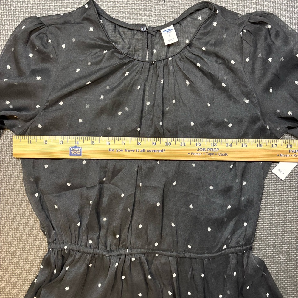 NWT Old Navy Dress Black White Stars Chiffon Lined Midi Women’s Size Small - Picture 8 of 11
